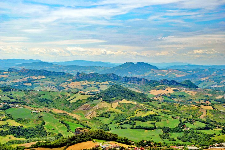 View towards castle towns in San Marino