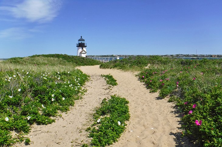 Sandy path to a Nantucket lighthouse