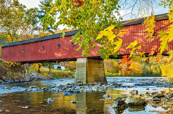 Red covered bridge in Western Cornwall