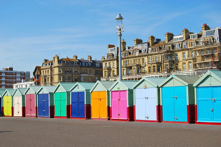 Colorful beach huts in Brighton