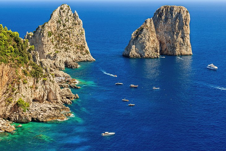 View of Faraglioni rocks in Capri