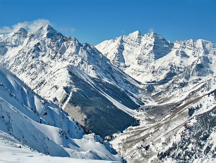 View up the Maroon Creek Valley from the top of Aspen Highlands