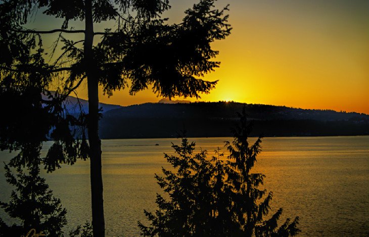 Coucher de soleil sur la baie de Sequim
