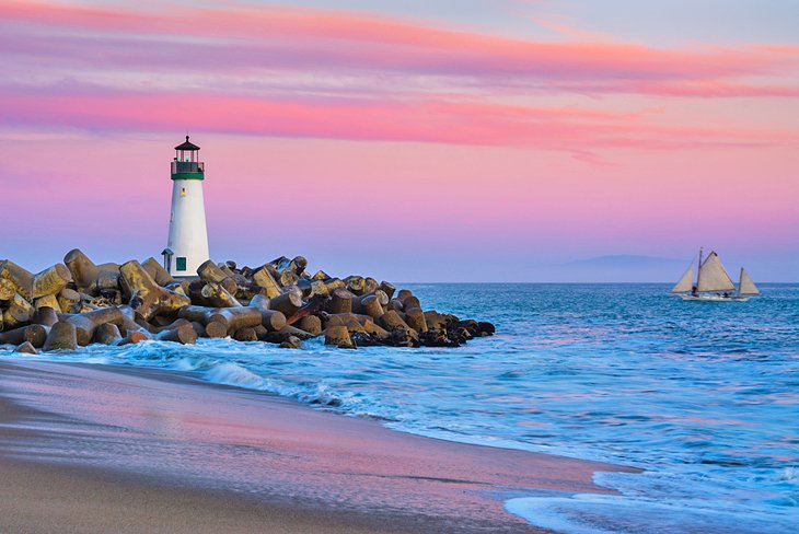 Santa Cruz Lighthouse at sunset