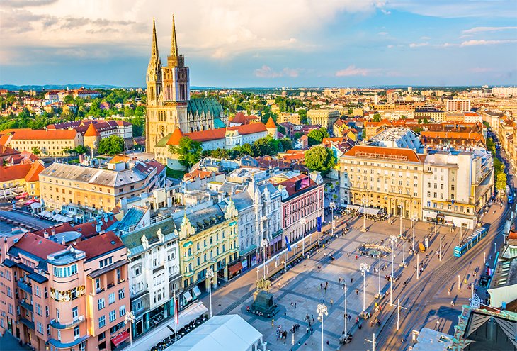 Aerial view of Zagreb and Main Square