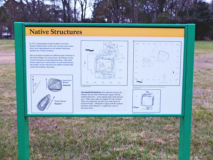 Interpretive sign at the Grand Village of the Natchez