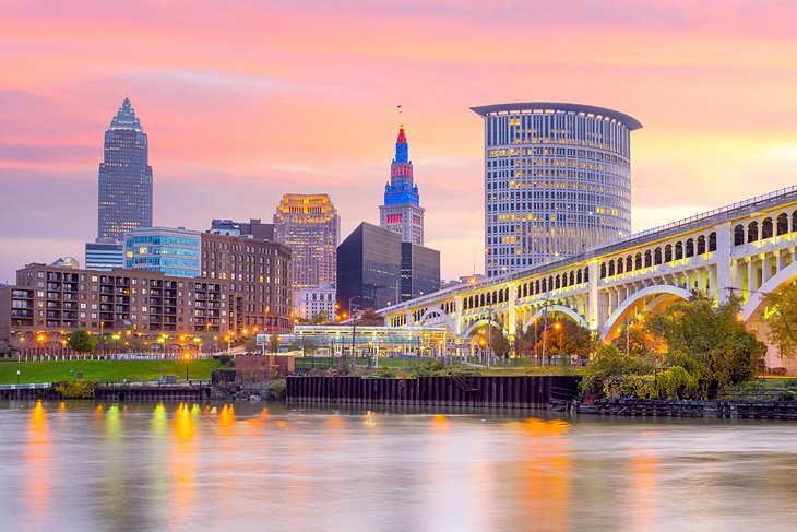 Centre-ville de Cleveland au crépuscule