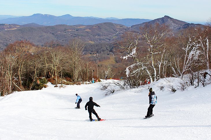 Boarders on a run at Sugar Mountain