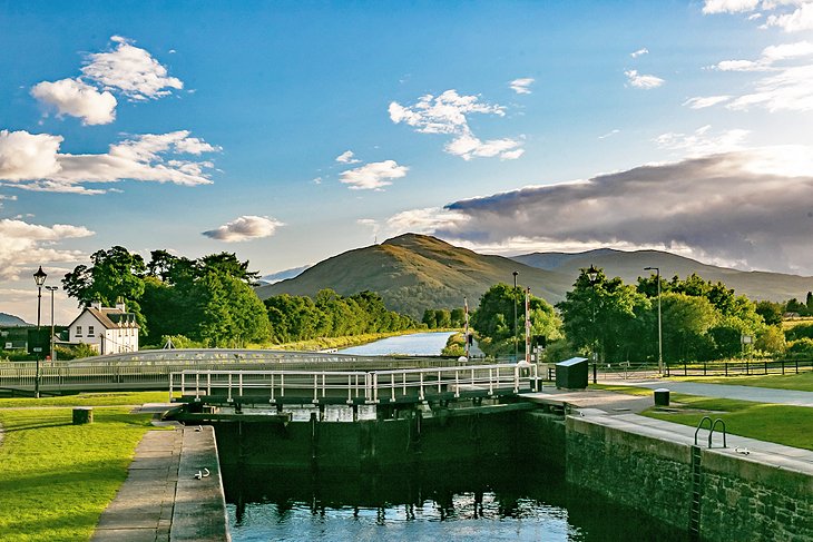 Fort William lock with a mountain backdrop