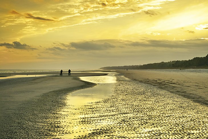 Beach biking at sunset