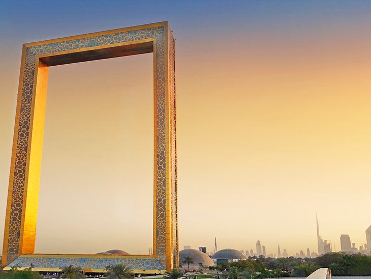 Dubai Frame at sunset