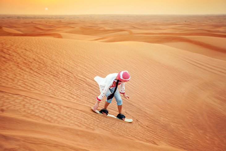 Sandboarding in the desert