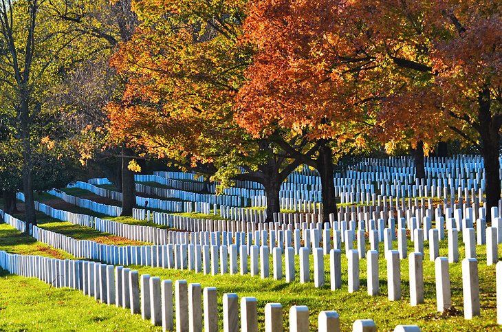 Arlington National Cemetery in the fall