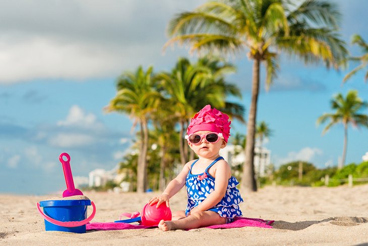 Toddler playing on a Fort Lauderdale beach