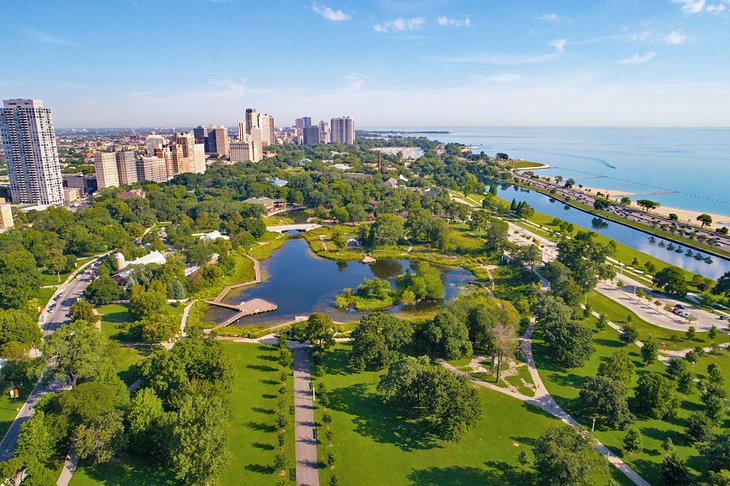 Aerial view of the Lincoln Park Zoo