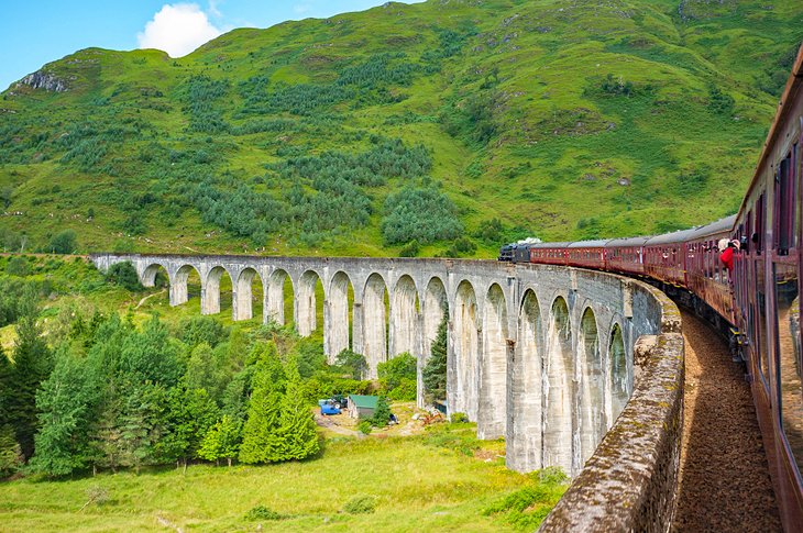The Jacobite steam train on the Glenfinnan Viaduct