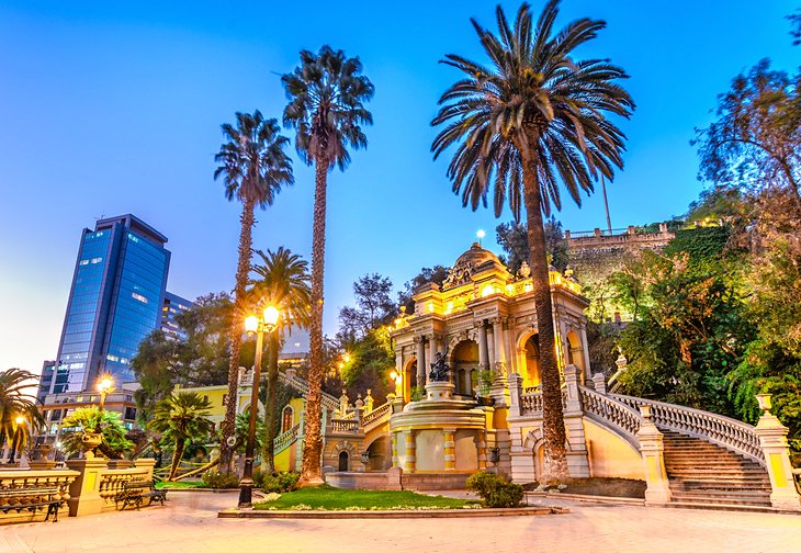 The Neptune Fountain at Cerro Santa Lucía in Santiago