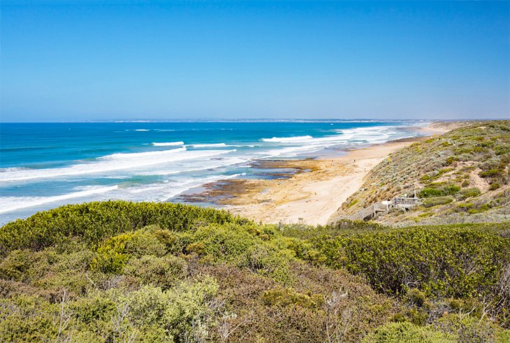 The view towards Thirteenth Beach from Barwon Heads Park