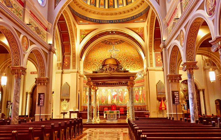The beautiful interior of the St. Anthony Cathedral Basilica