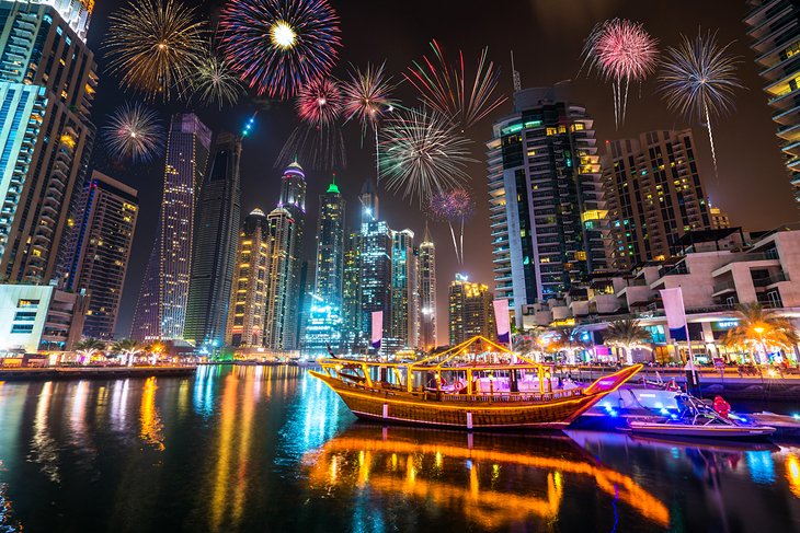 Fireworks over the Dubai Marina