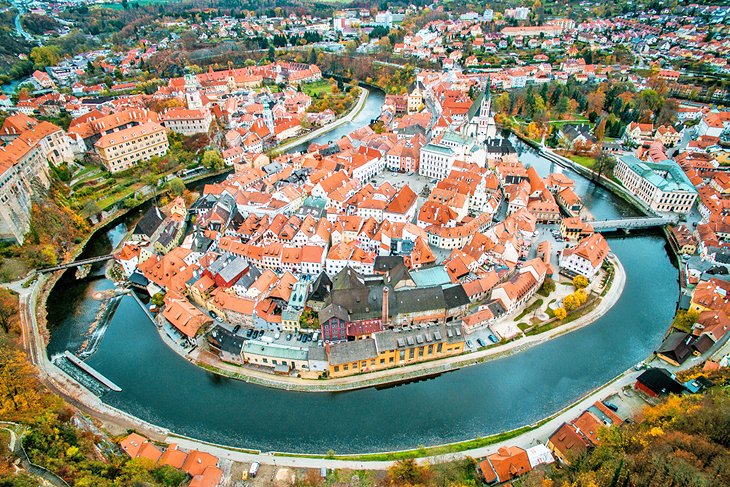 Vue aérienne de Cesky Krumlov
