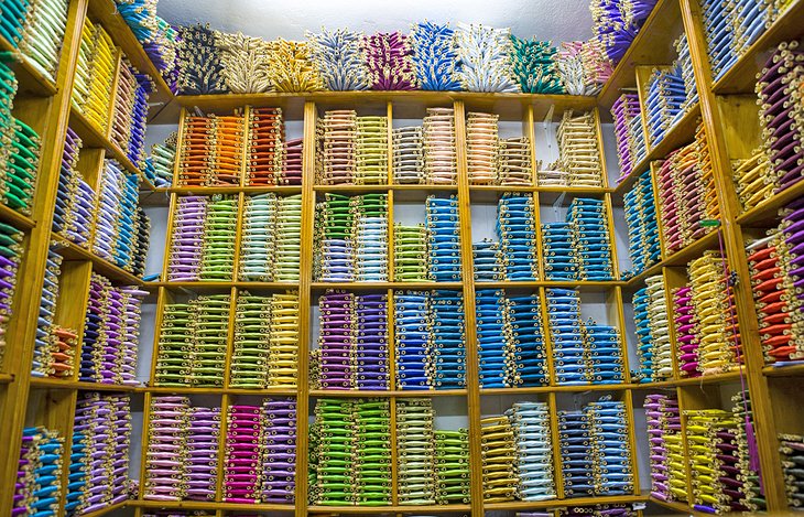 A shop selling silk threads in the Tetouan souk