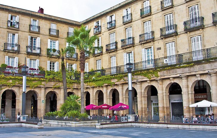 Restaurant terraces on the Plaza Nueva, Bilbao