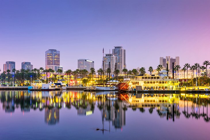 Long Beach waterfront at dusk