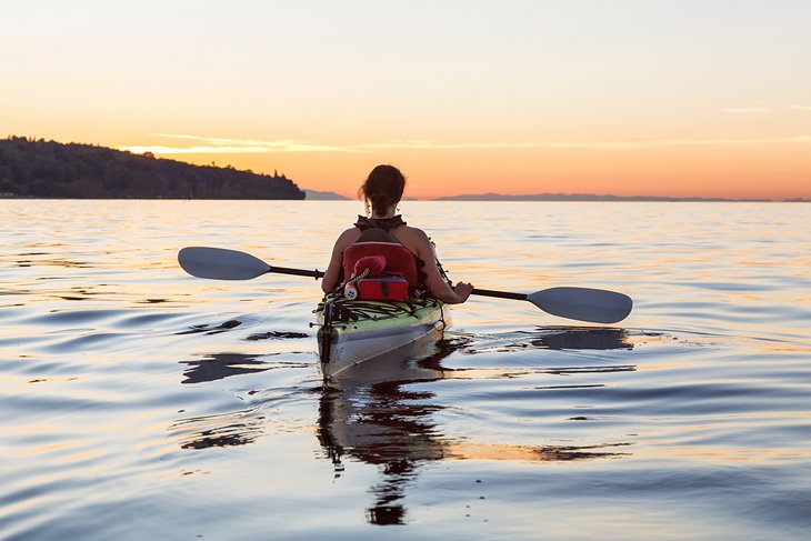 Kayaking at sunset