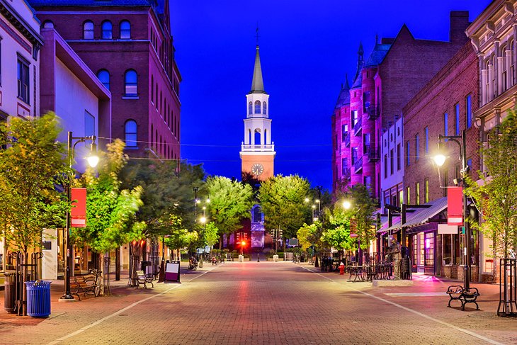 Church Street Marketplace in the evening, Burlington