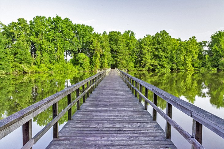 Wooden footbridge in the Wheeler National Wildlife Refuge