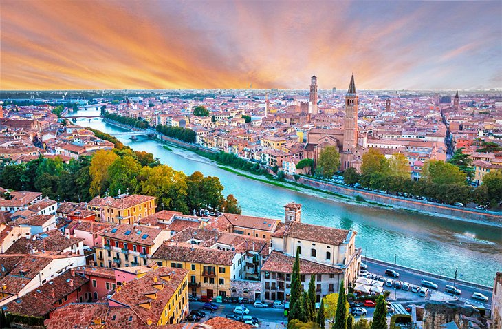 Aerial sunset view of Verona
