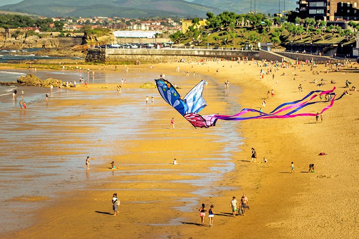 A kite flying on Playa del Sardinero