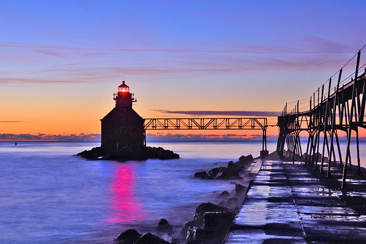 Sturgeon Bay Lighthouse at sunset