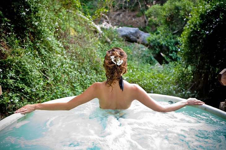 A spring-fed hot tub at Sycamore Mineral Springs