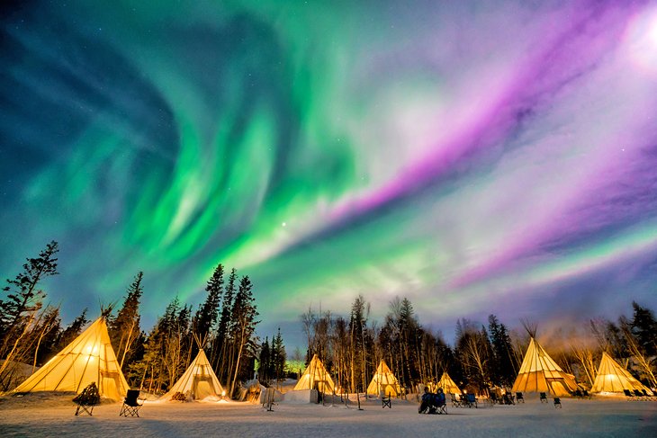 Aurora Borealis above Aurora Village