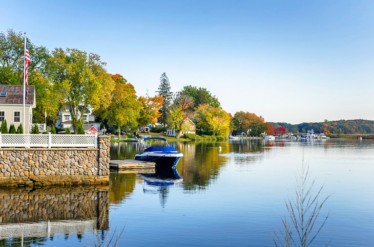 Houses along the Connecticut River in Essex