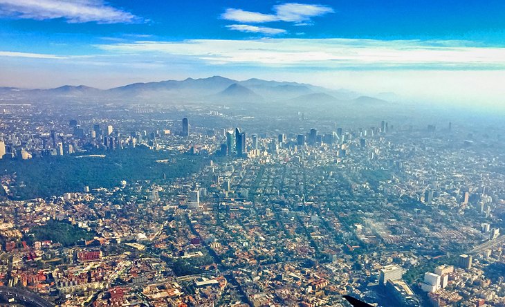 Aerial of Mexico City on a winter day