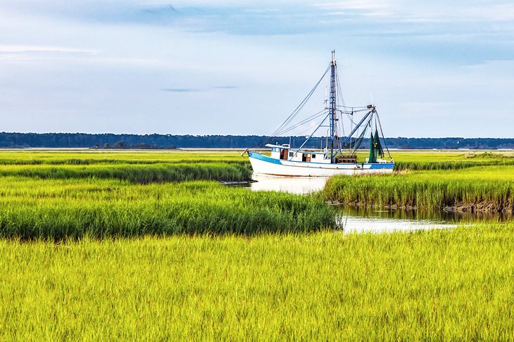 Fishing boat in the marsh, Beaufort