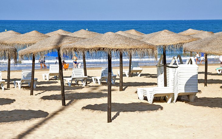 Beach umbrellas in Chipiona