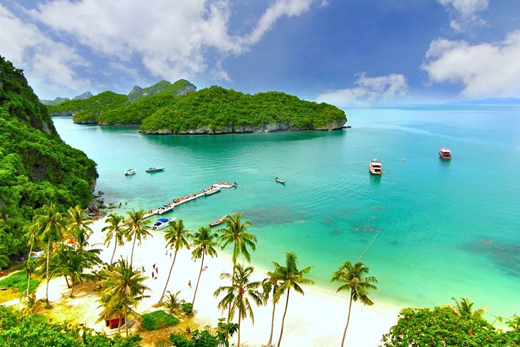 Aerial of Angthong Marine Park, Koh Samui