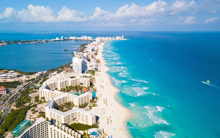 Aerial view of Cancun