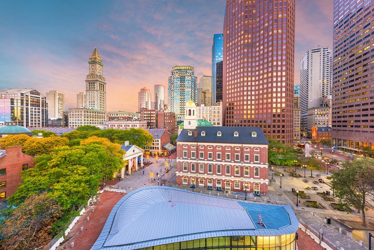 Downtown Boston at sunset