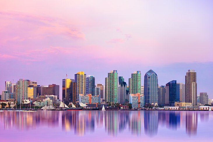 San Diego skyline at sunset