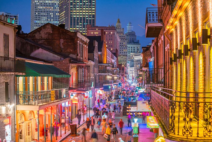 Downtown New Orleans at night