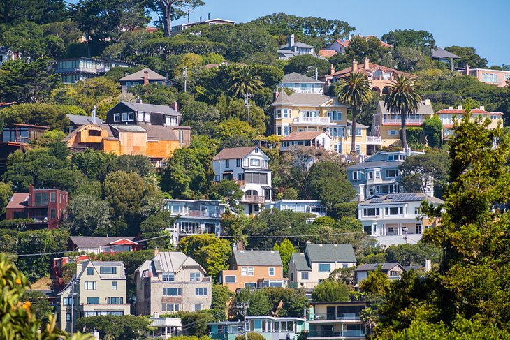 Houses on the hill in Sausalito