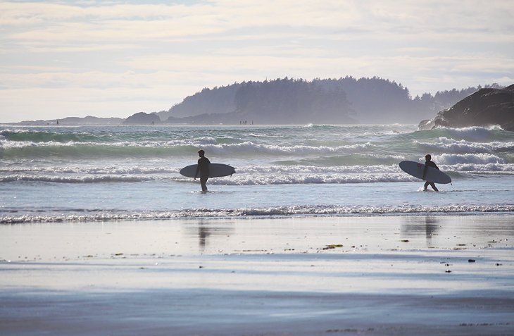 Tofino'da sörfçüler