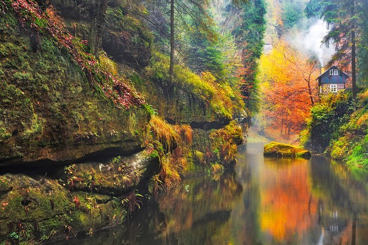 The Kamnitz Gorge in Bohemian Switzerland National Park