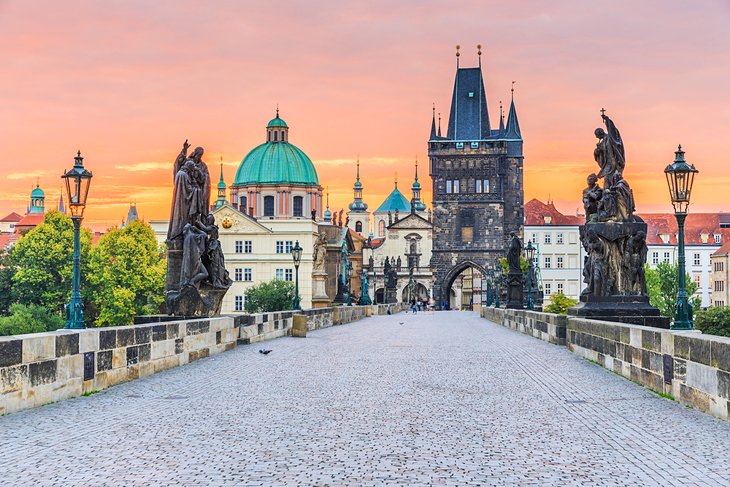 Charles Bridge in Prague at sunset