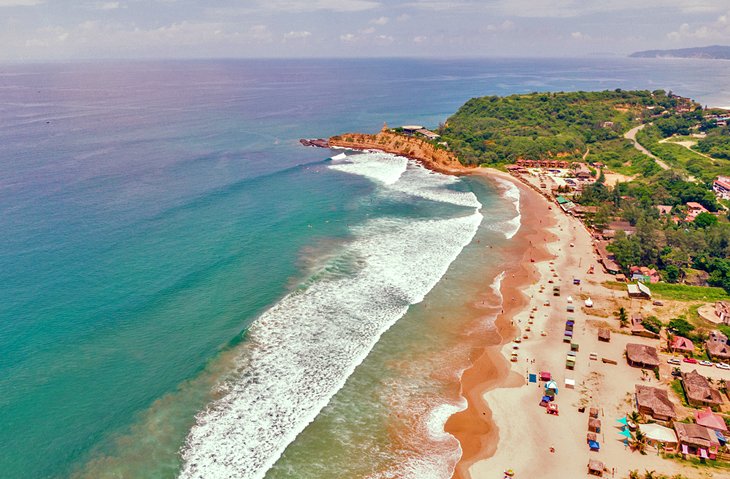 Aerial view of Montañita Beach